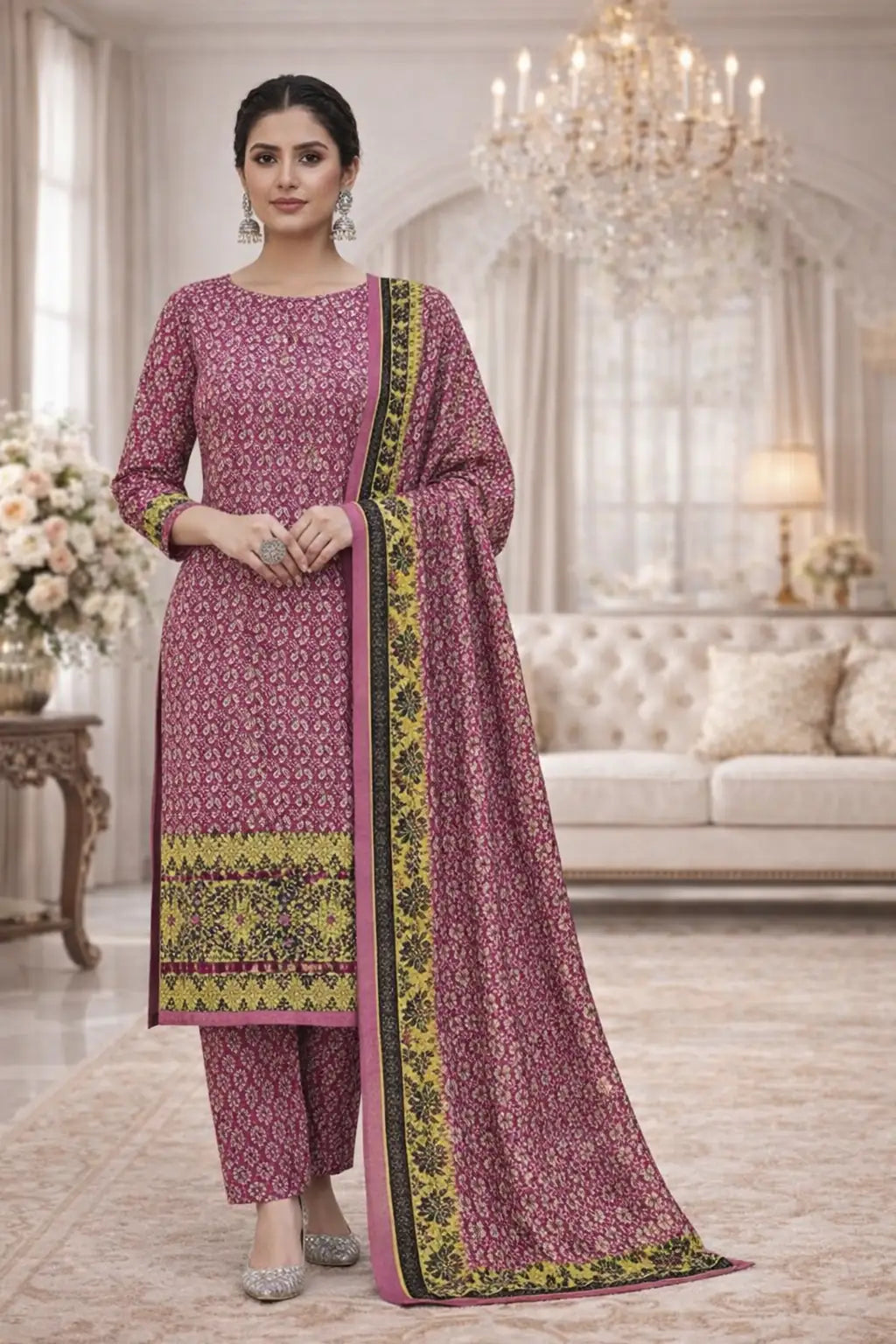 Swiss Lawn Unstitched 3 Piece Suit - A77