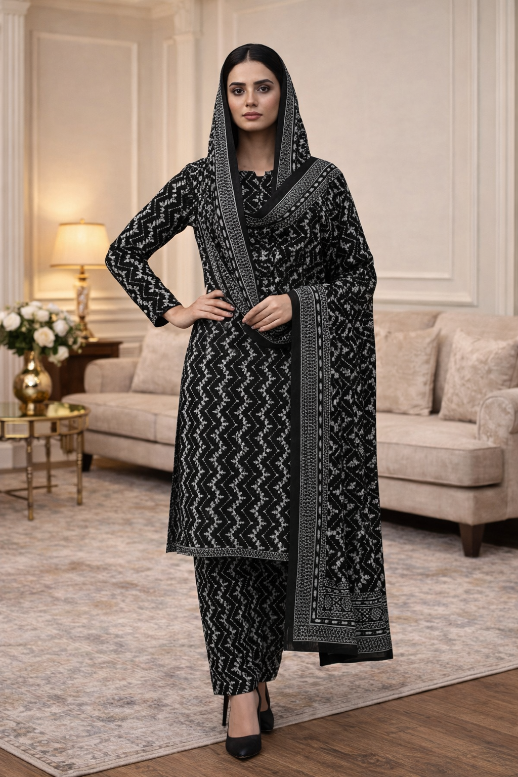 Swiss Lawn Unstitched 3 Piece Suit - A69