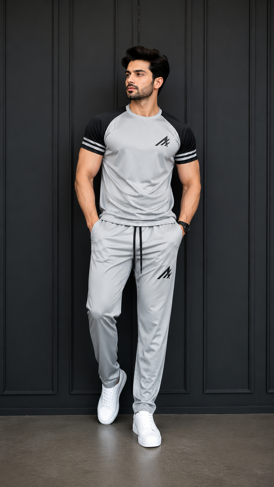 Premium Sliver Grey Dryfit Summer Tracksuit #1007