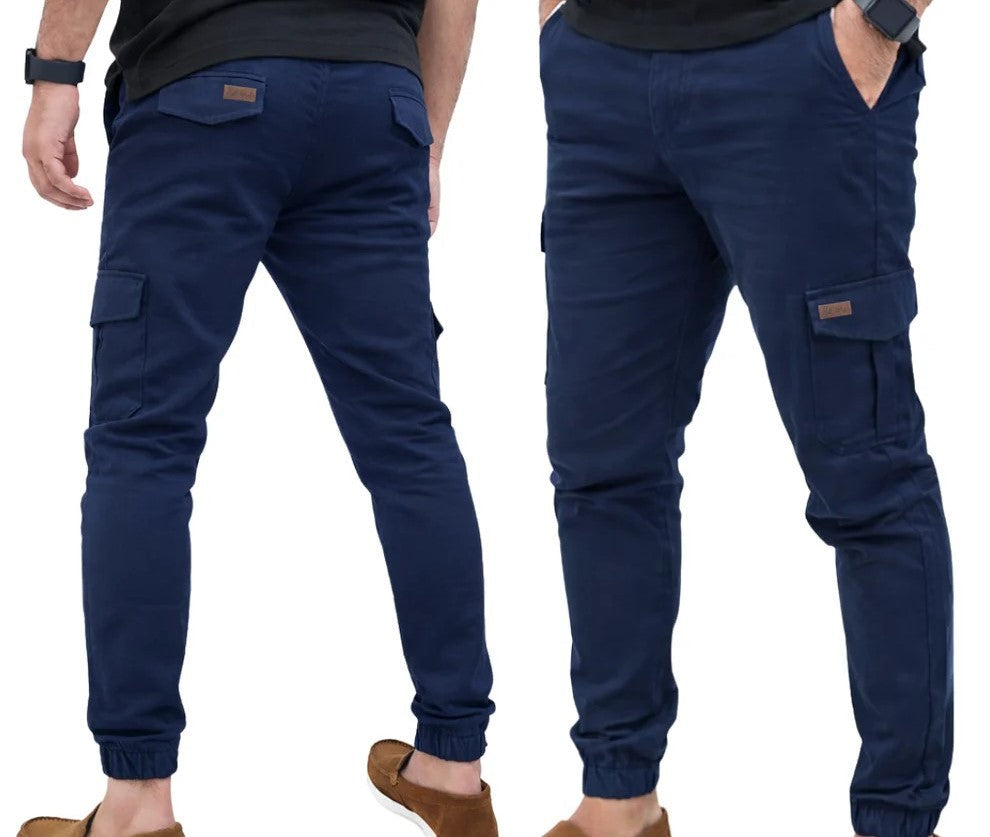 Streachable Blue Crgo 6 Pocket Trouser#1002