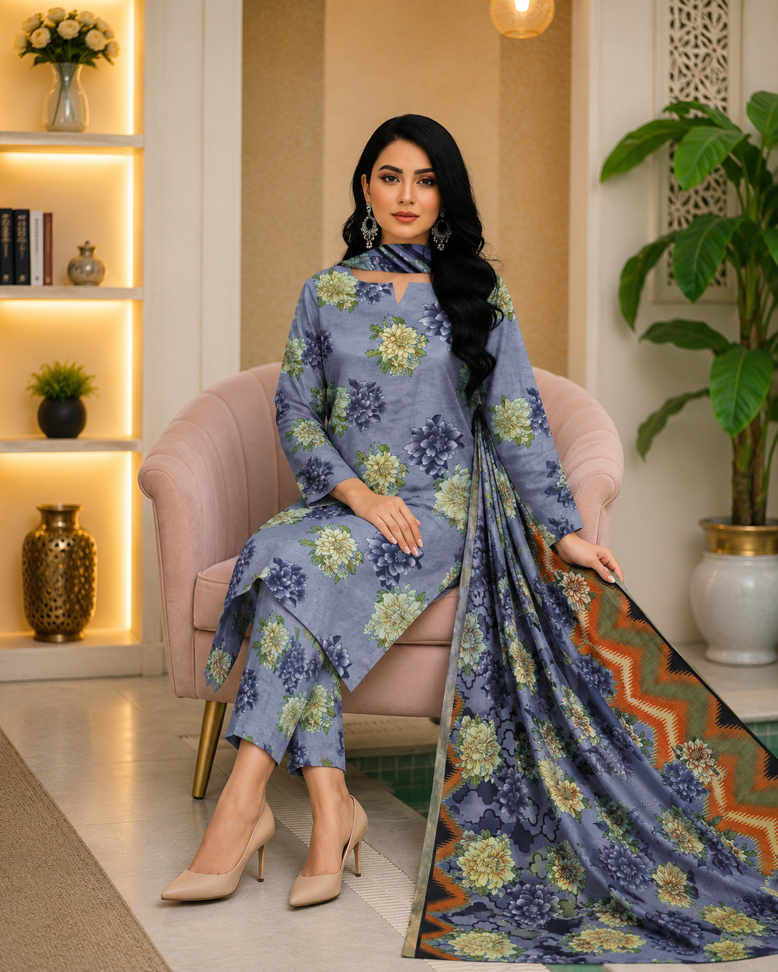 Swiss Lawn Unstitched 3 Piece Suit - A22