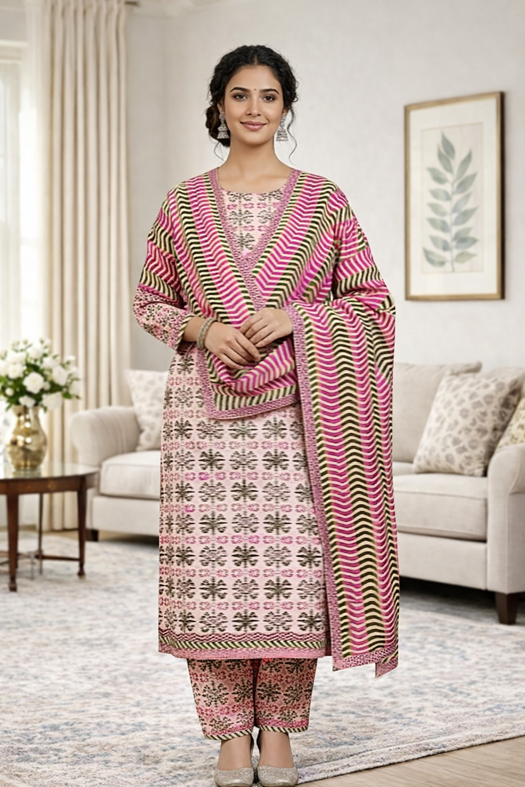 Swiss Lawn Unstitched 3 Piece Suit - A1409
