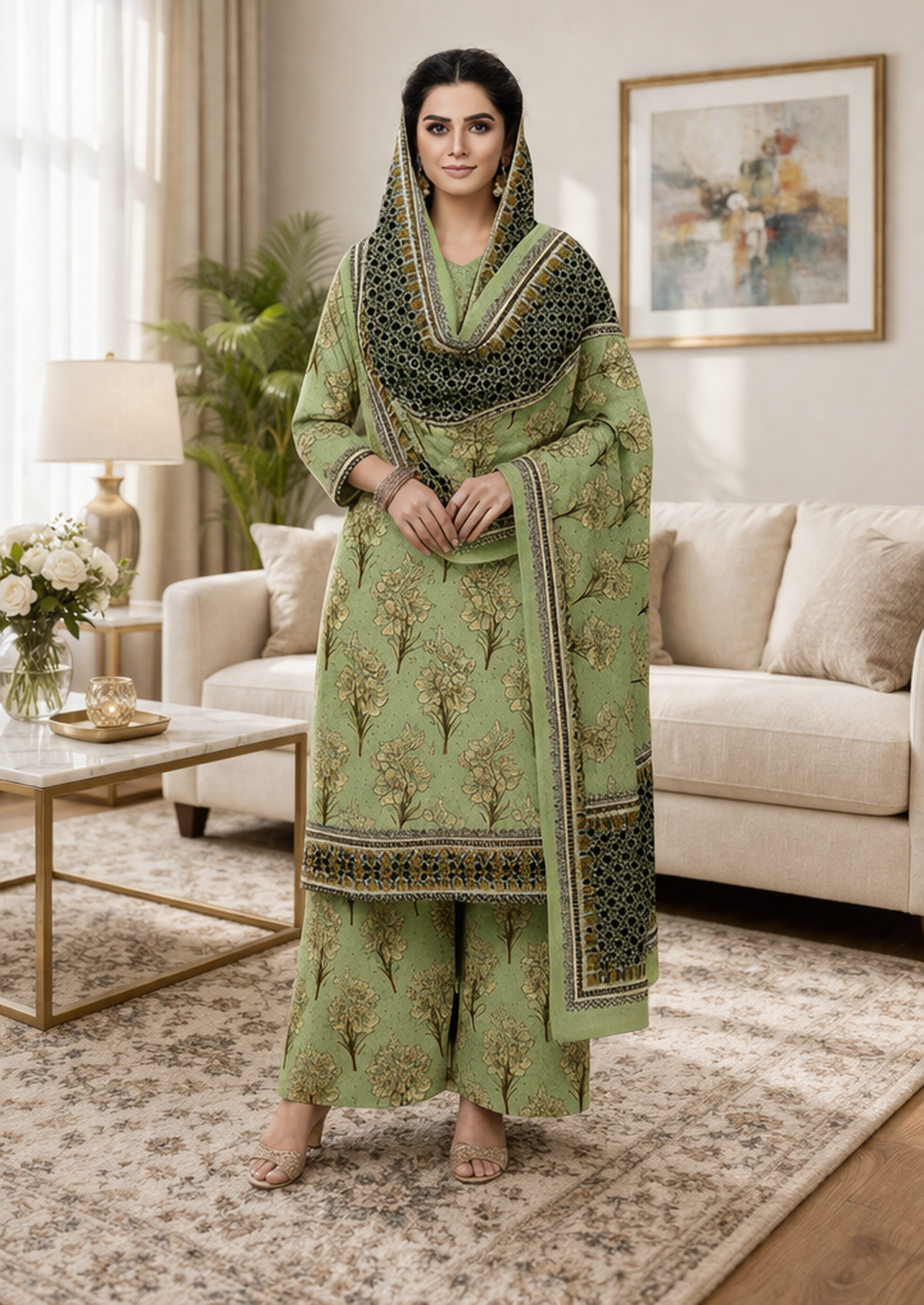 Swiss Lawn Unstitched 3 Piece Suit - A1410