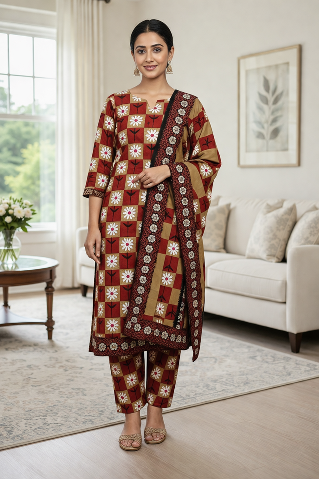 Swiss Lawn Unstitched 3 Piece Suit - A1413