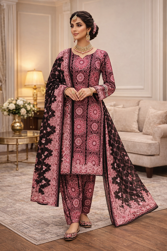 Swiss Lawn Unstitched 3 Piece Suit - A1415