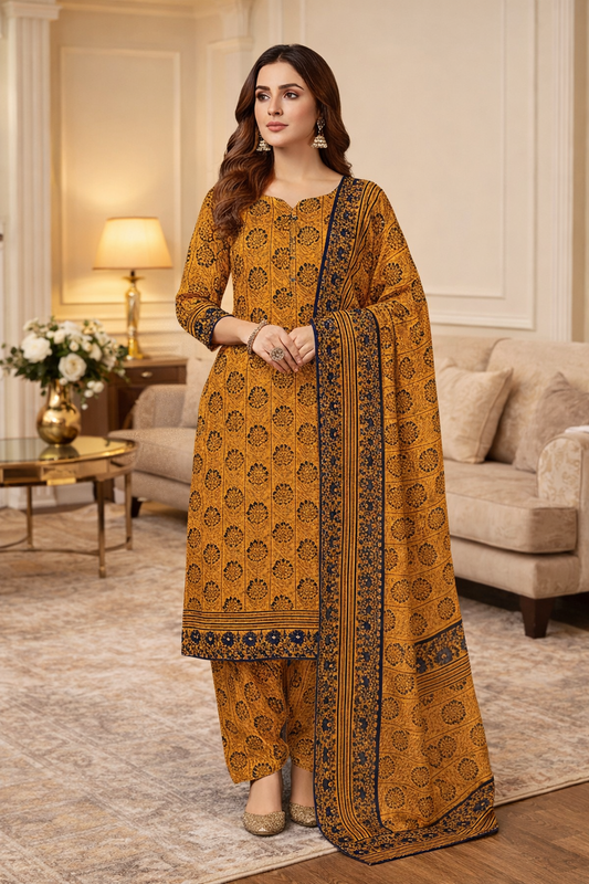 Swiss Lawn Unstitched 3 Piece Suit - A1416