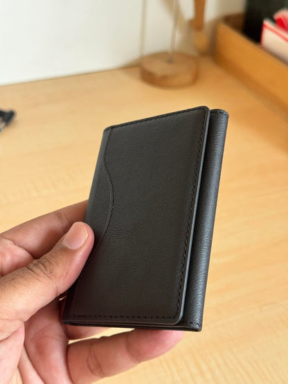 Slim Tri-Fold MagSafe Leather Wallet With Stand