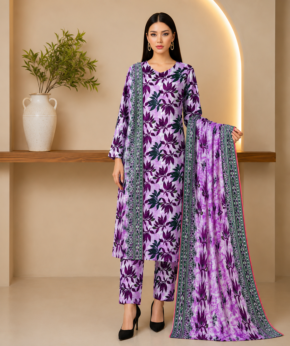 Swiss Lawn Unstitched 3 Piece Suit - A38