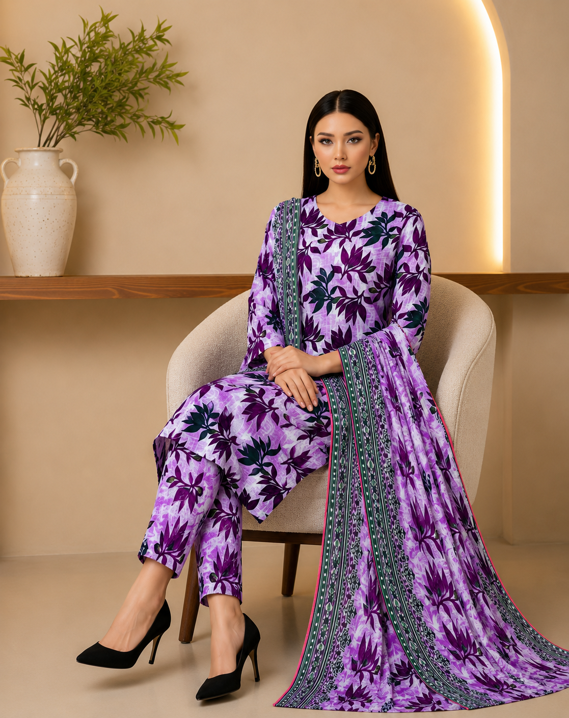 Swiss Lawn Unstitched 3 Piece Suit - A38