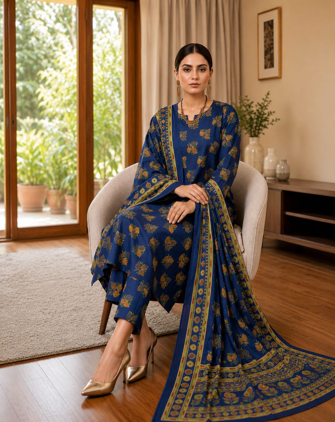 Swiss Lawn Unstitched 3 Piece Suit - A40