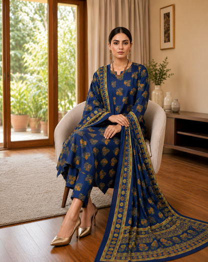 Swiss Lawn Unstitched 3 Piece Suit - A40