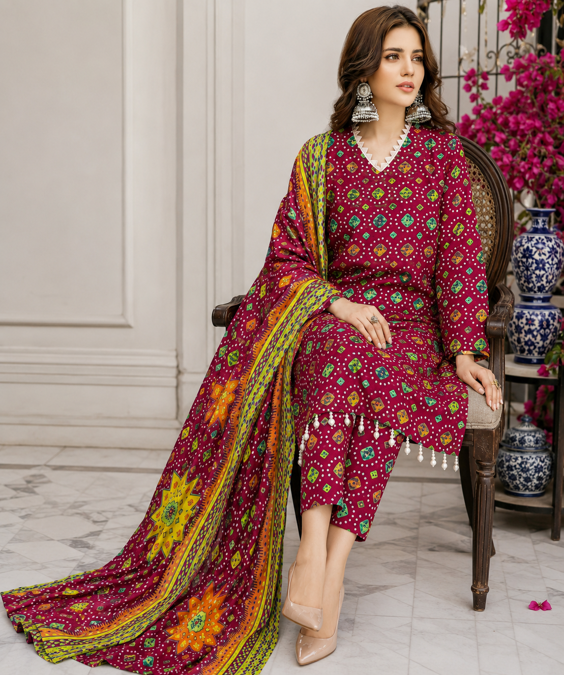Swiss Lawn Unstitched 3 Piece Suit - A42