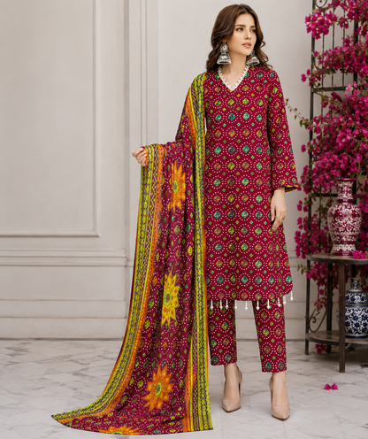 Swiss Lawn Unstitched 3 Piece Suit - A42