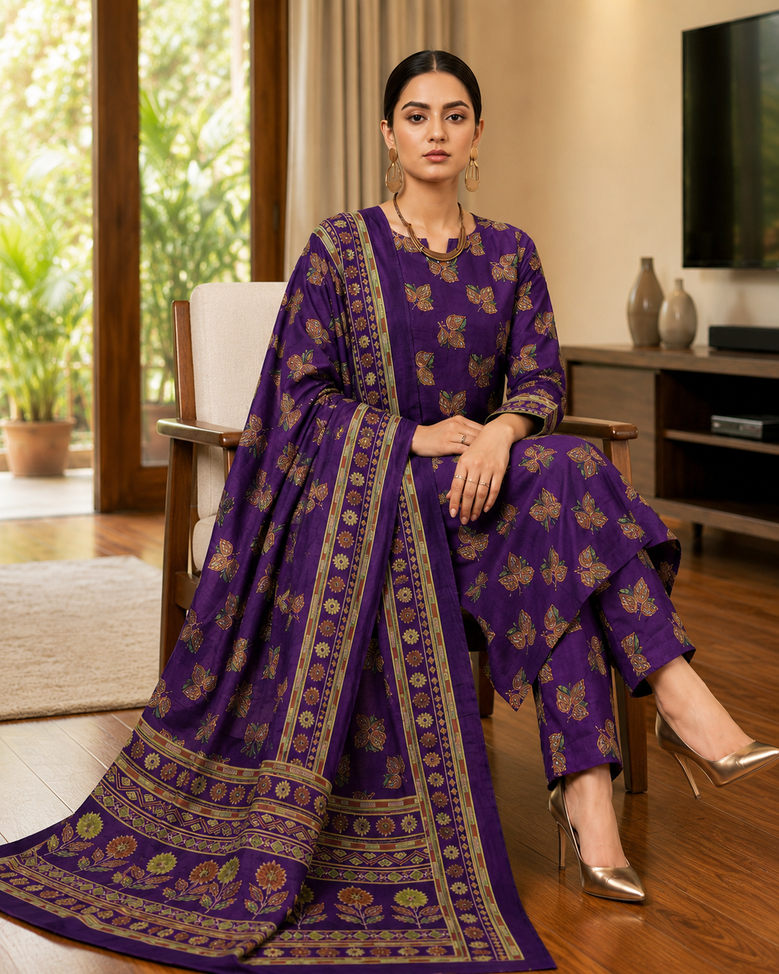 Swiss Lawn Unstitched 3 Piece Suit - A43