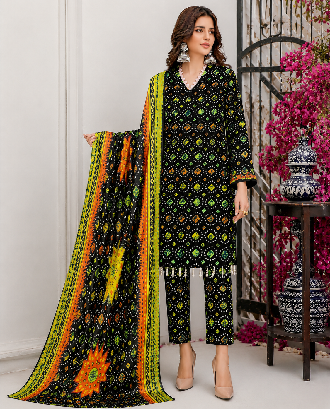 Swiss Lawn Unstitched 3 Piece Suit - A45