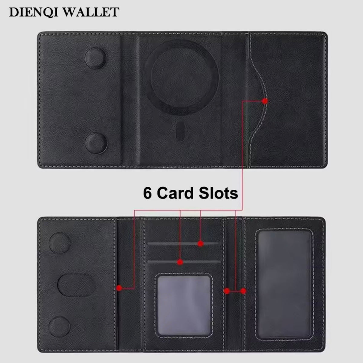 Slim Tri-Fold MagSafe Leather Wallet With Stand