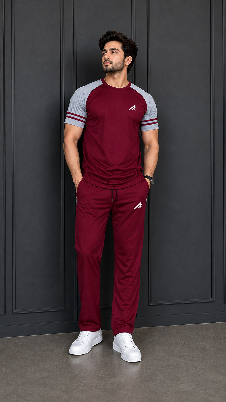 Premium Mehroon Dryfit Summer Tracksuit #1007