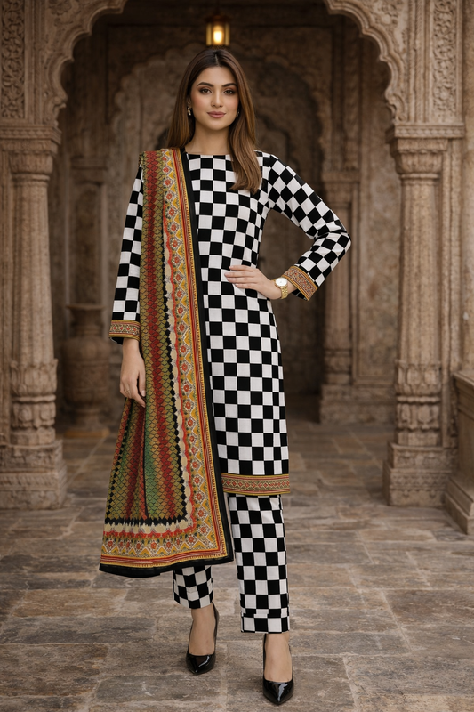 Swiss Lawn Unstitched 3 Piece Suit - A1514