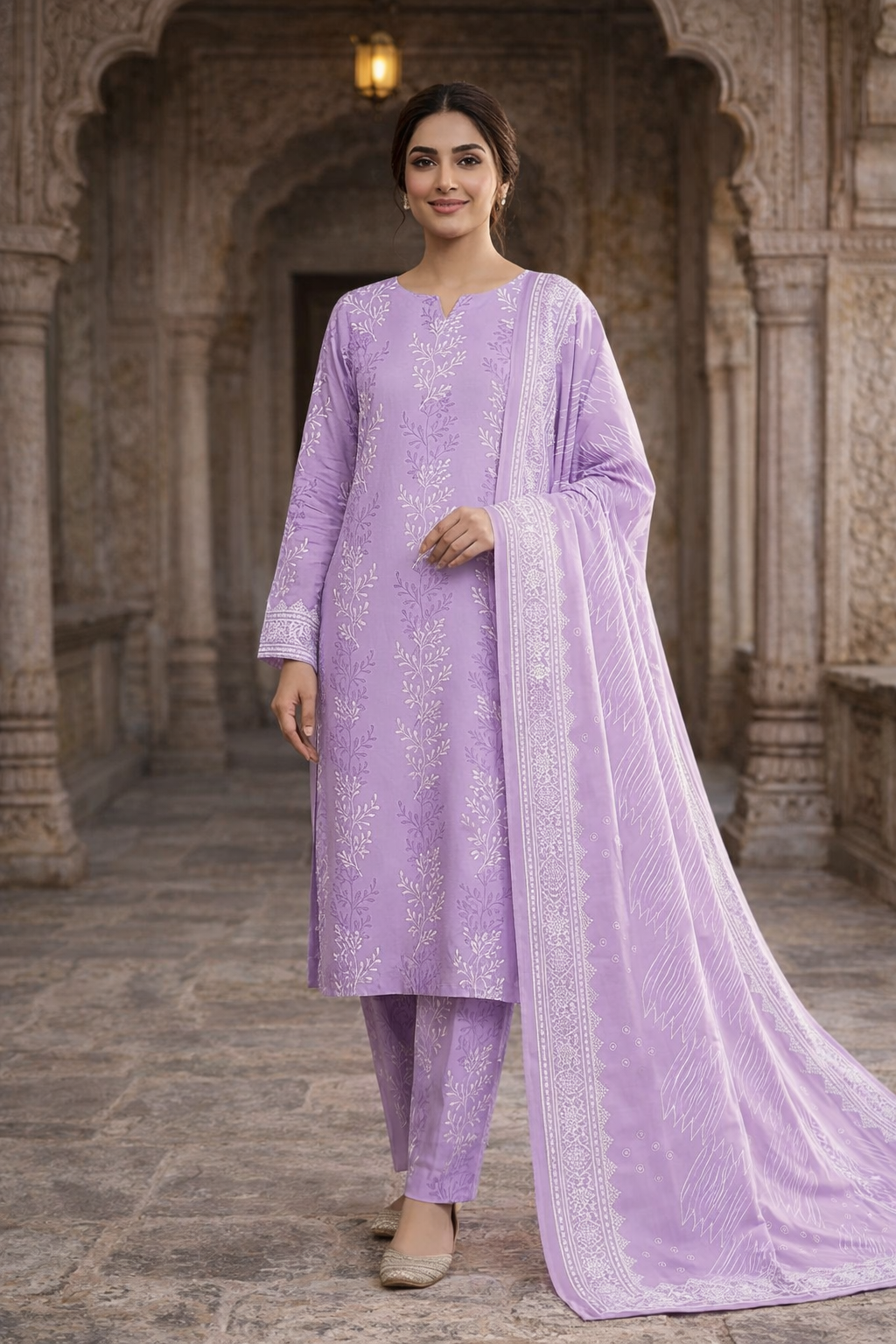 Swiss Lawn Unstitched 3 Piece Suit - A1501