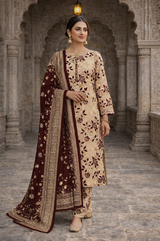 Swiss Lawn Unstitched 3 Piece Suit - A1515