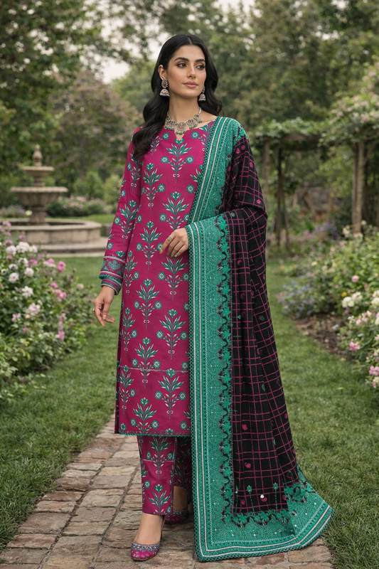 Swiss Lawn Unstitched 3 Piece Suit - A1504