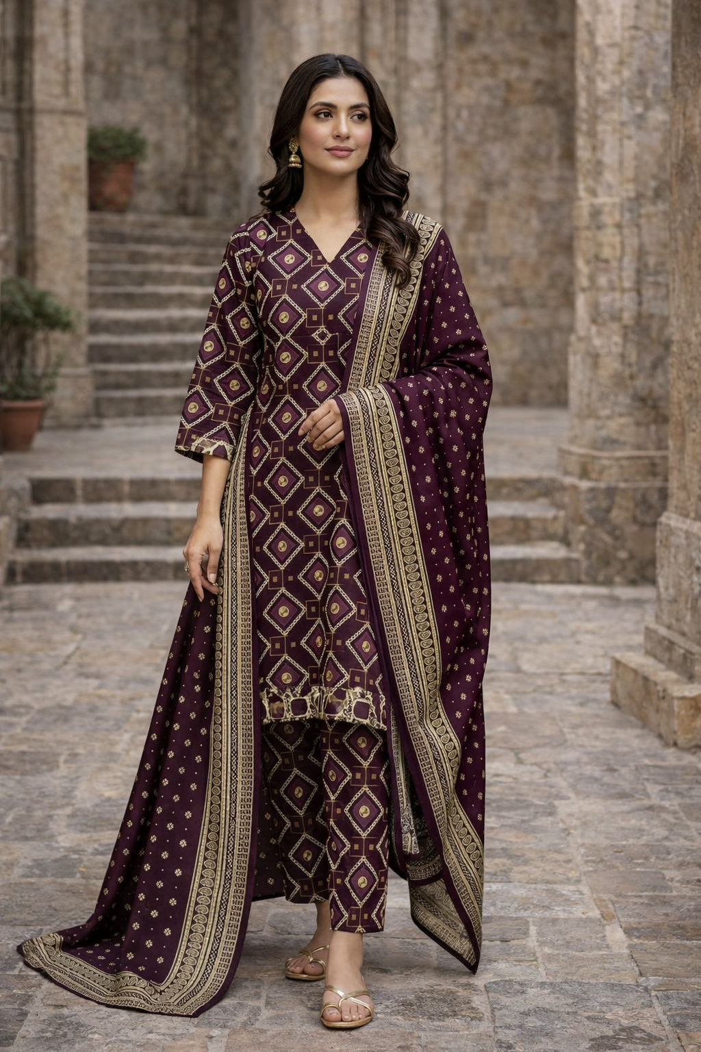 Swiss Lawn Unstitched 3 Piece Suit - A1505