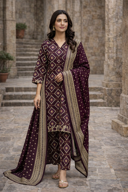 Swiss Lawn Unstitched 3 Piece Suit - A1505