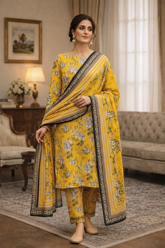 Swiss Lawn Unstitched 3 Piece Suit - A1509