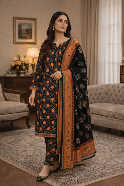 Swiss Lawn Unstitched 3 Piece Suit - A1507