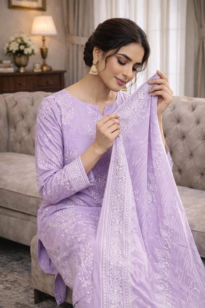 Swiss Lawn Unstitched 3 Piece Suit - A1501