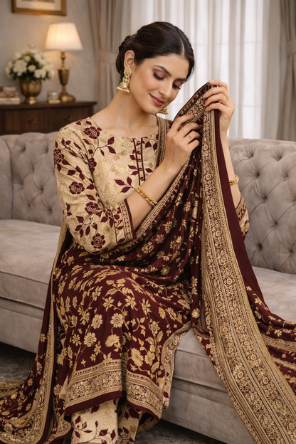 Swiss Lawn Unstitched 3 Piece Suit - A1515