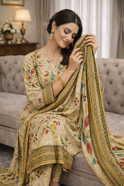 Swiss Lawn Unstitched 3 Piece Suit - A1503