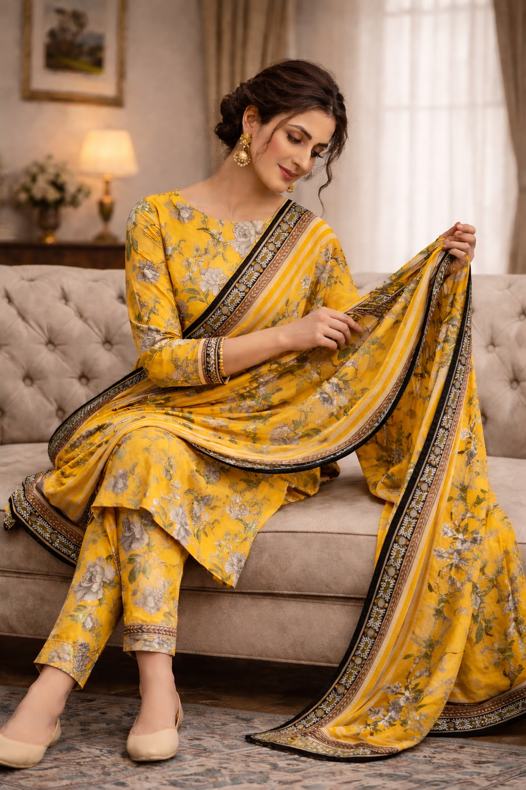 Swiss Lawn Unstitched 3 Piece Suit - A1509