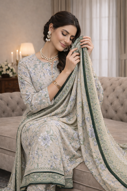 Swiss Lawn Unstitched 3 Piece Suit - A1510