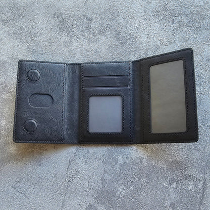 Slim Tri-Fold MagSafe Leather Wallet With Stand