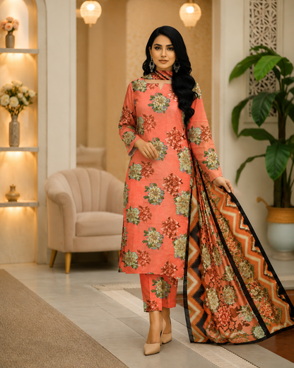 Swiss Lawn Unstitched 3 Piece Suit - A14