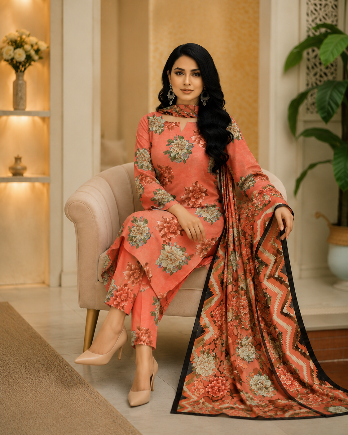 Swiss Lawn Unstitched 3 Piece Suit - A14