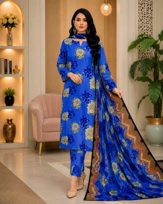 Swiss Lawn Unstitched 3 Piece Suit - A18