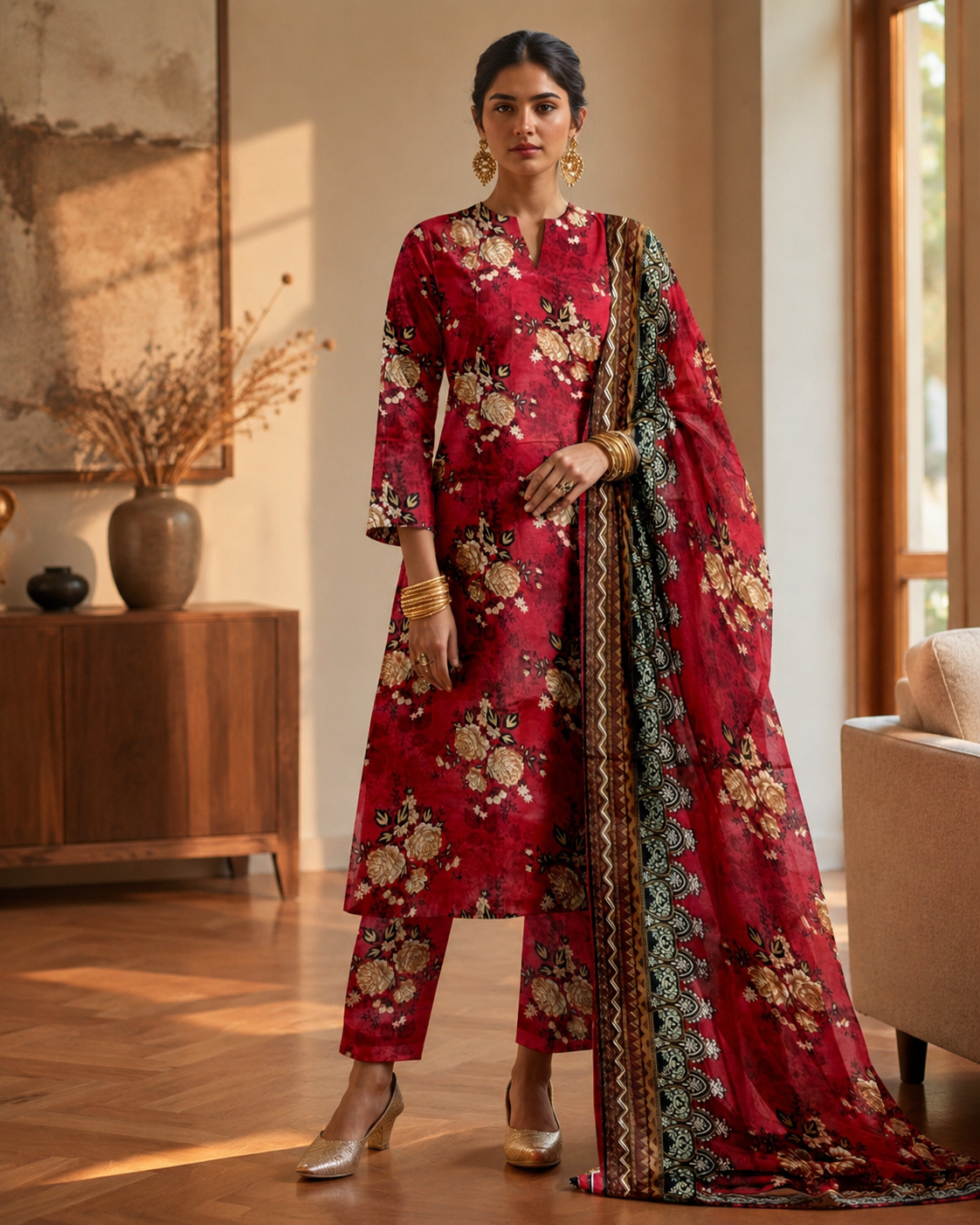 Swiss Lawn Unstitched 3 Piece Suit - A25