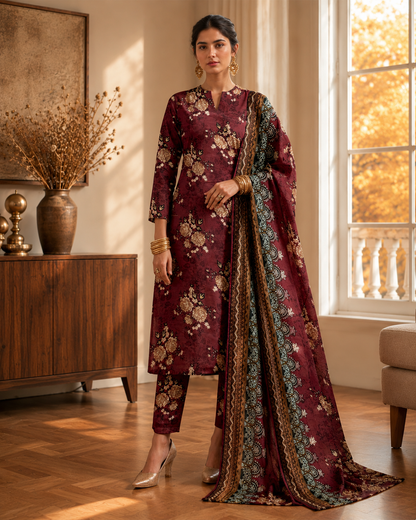 Swiss Lawn Unstitched 3 Piece Suit - A27