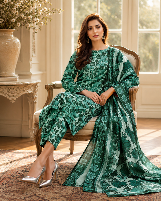 Swiss Lawn Unstitched 3 Piece Suit - A30