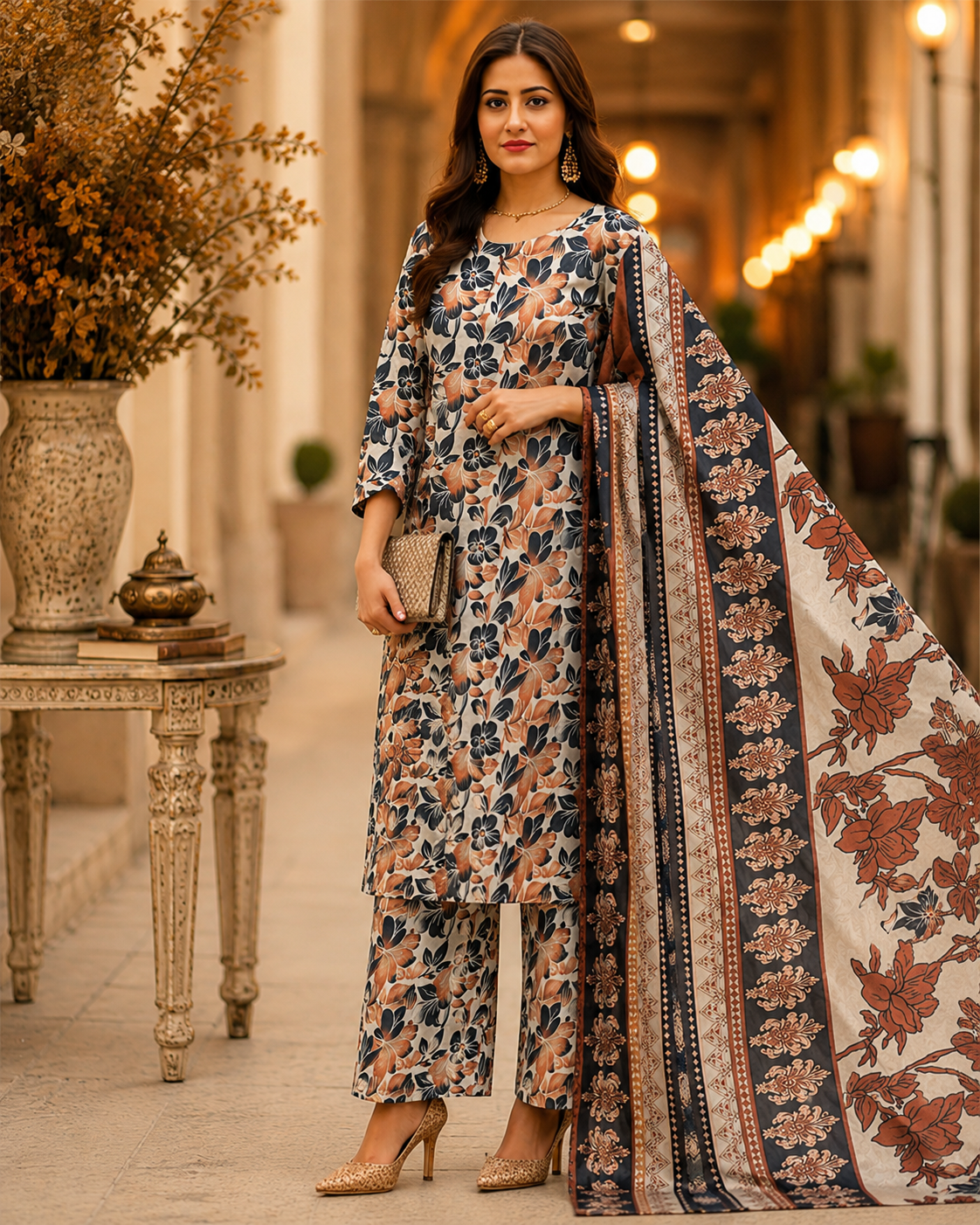 Swiss Lawn Unstitched 3 Piece Suit - A31