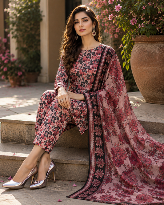 Swiss Lawn Unstitched 3 Piece Suit - A33